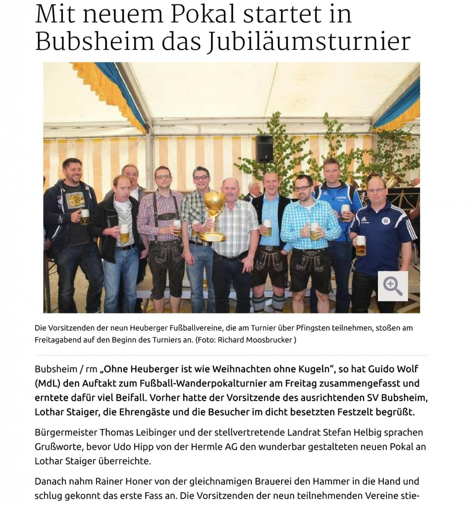 22.05.15 Spaichingen Mit neuem Pokal startet in Bubsheim das Jubil+ñumsturnier-1